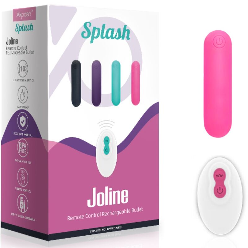 ARMONY - SPLASH JOLINE VIBRATOR BULLET SILICONE REMOTE CONTROL 10 VIBRATIONS 65 X 15 CM PINK - Kink&Play