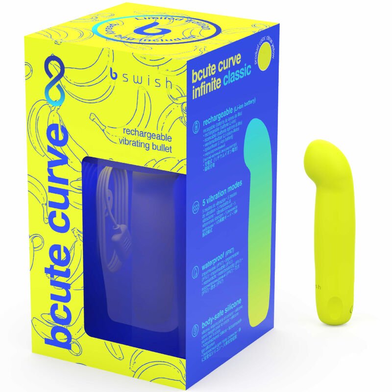 B SWISH - BCUTE CURVE INFINITE CLASSIC LIMITED EDITION RECHARGEABLE SILICONE VIBRATOR YELLOW - Kink&Play