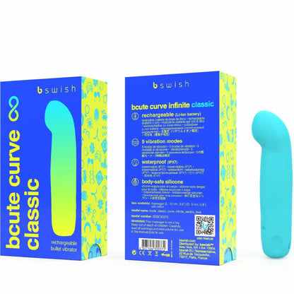 B SWISH - BCUTE CURVE INFINITE CLASSIC RECHARGEABLE VIBRATOR BLUE SILICONE - Kink&Play
