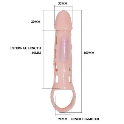 BAILE - PENIS EXTENDER COVER WITH VIBRATION AND NATURAL STRAP 13.5 CM - Kink&Play