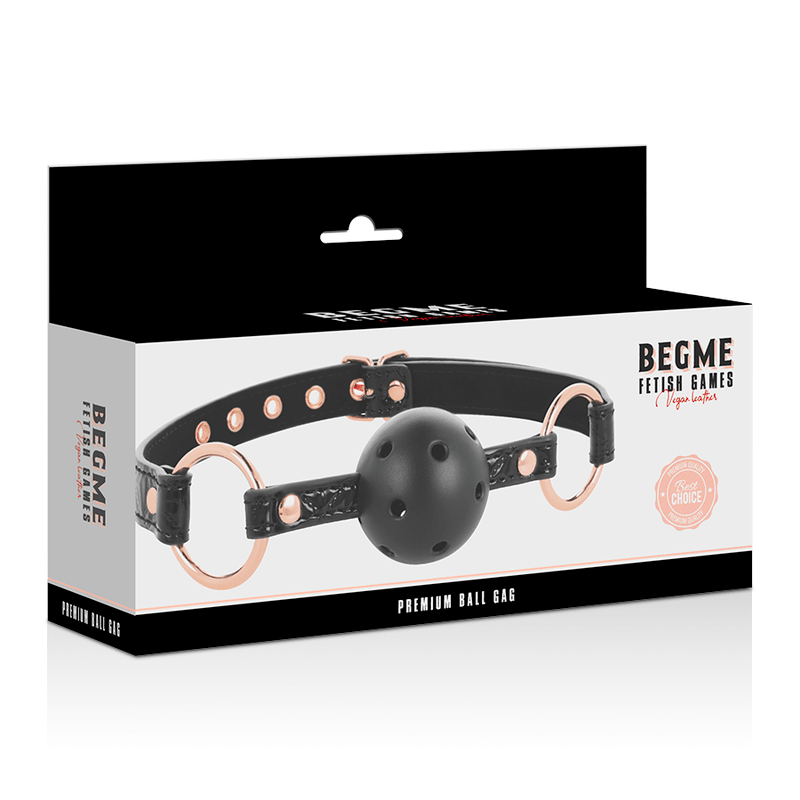 BEGME - BLACK EDITION BALL GAG VEGAN LEATHER - Kink&Play