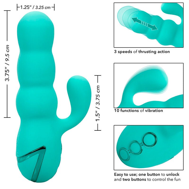 CALEXOTICS - DEL MAR DIVA VIBRATOR RABBIR AQUA GREEN BY CALIFORNIA DREAMING - Kink&Play