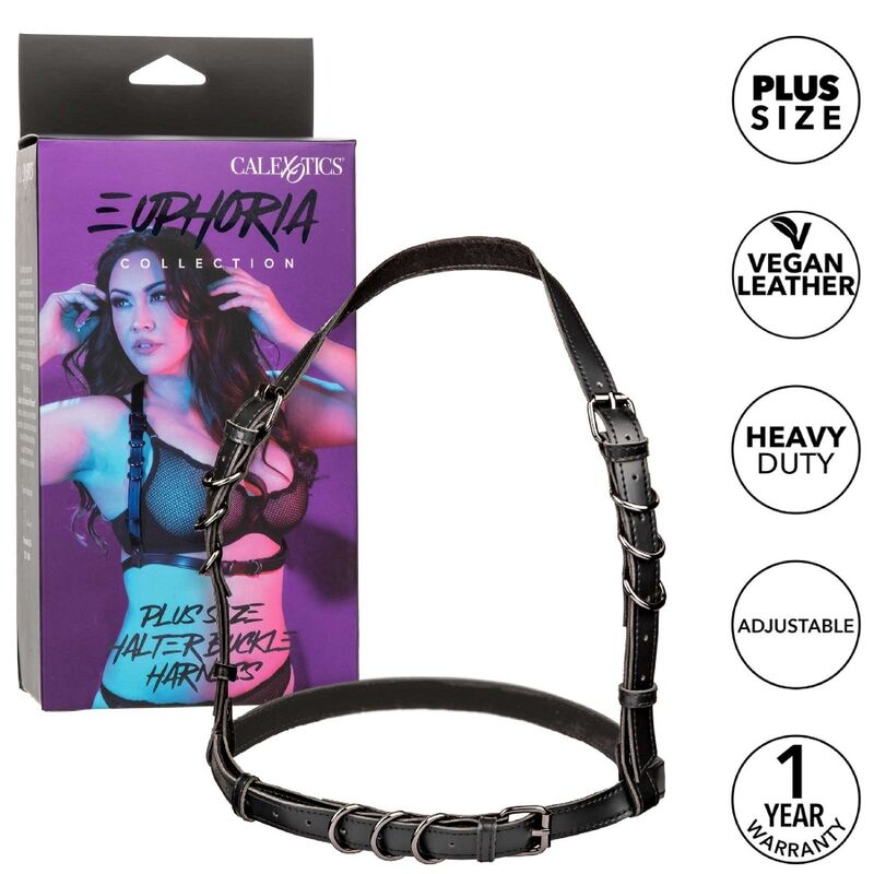 CALEXOTICS - EUPHORIA PLUS SIZE HALTER BUCKLE HARNESS BLACK - Kink&Play