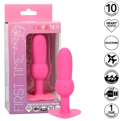 CALEXOTICS - FIRST TIME ANAL PLUG BEADED PROBE 10 VIBRATIONS PINK - Kink&Play