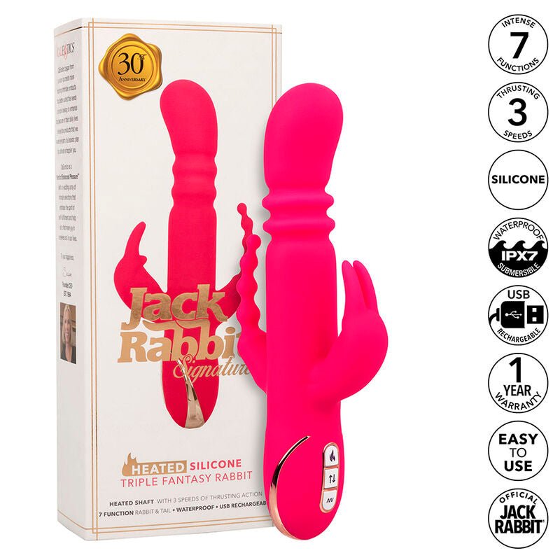 CALEXOTICS - JACK FANTASY TRIPLE HEATED VIBRATOR RABBIT PINK - Kink&Play
