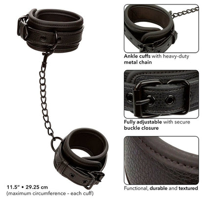 CALEXOTICS - NOCTURNAL ANKLE CUFFS LEATHER ADJUSTABLE BLACK - Kink&Play