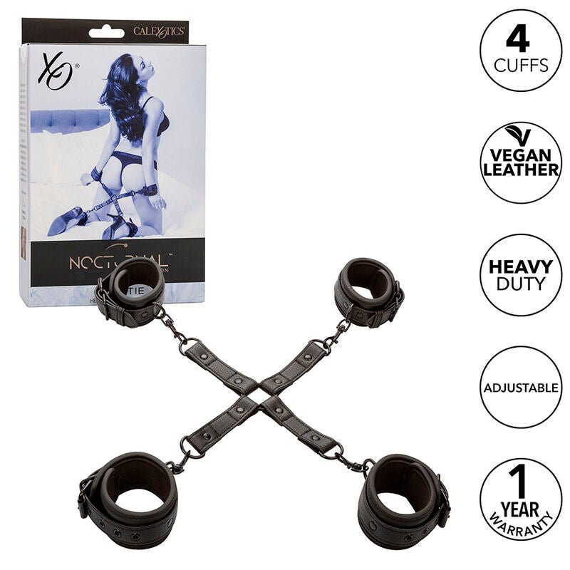 CALEXOTICS - NOCTURNAL HOG TIE CONNECTOR CUERO AJUSTABLE BLACK - Kink&Play