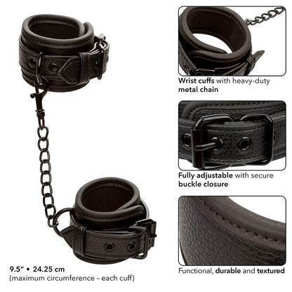 CALEXOTICS - NOCTURNAL LEATHER WRIST CUFFS ADJUSTABLE BLACK - Kink&Play