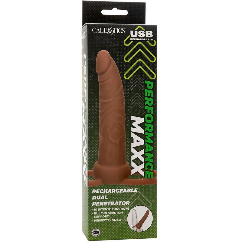 CALEXOTICS - PERFORMANCE MAXX RECHARGABLE DUAL PENETRATOR BROWN SKIN - Kink&Play