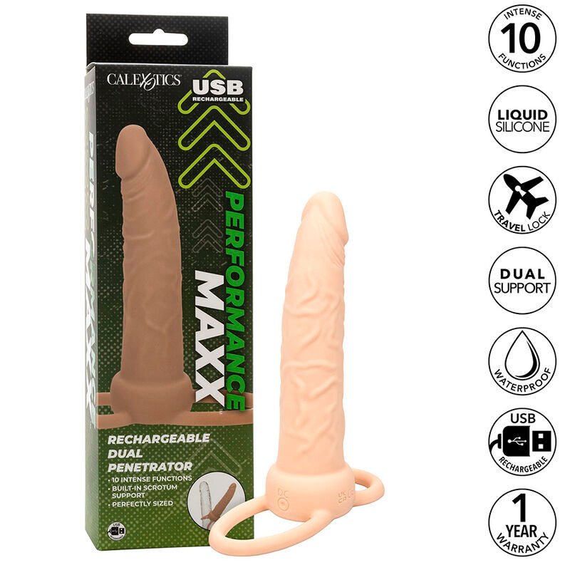 CALEXOTICS - PERFORMANCE MAXX RECHARGABLE DUAL PENETRATOR LIGHT SKIN - Kink&Play