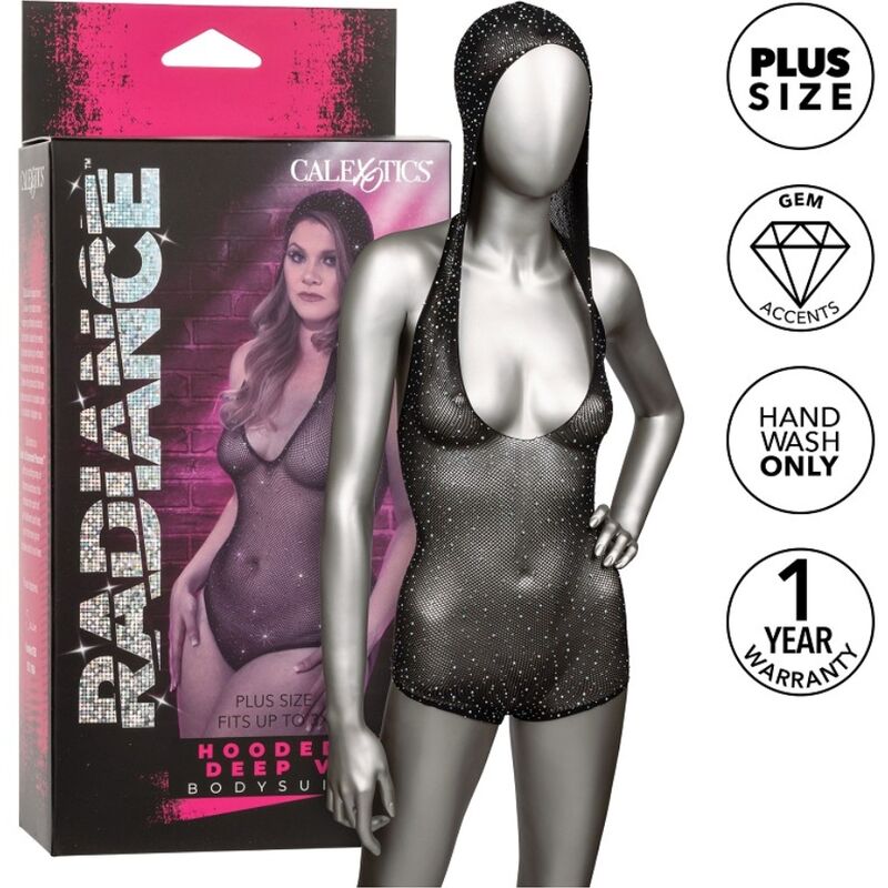 CALEXOTICS - RADIANCE HOODED DEEP V BODYSUIT PLUS SIZE - Kink&Play