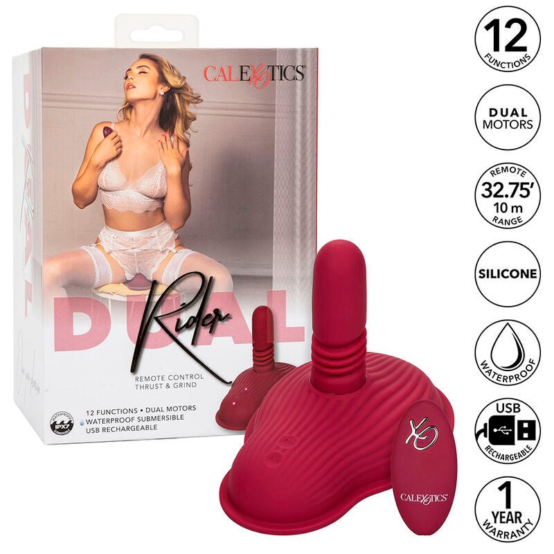 CALEXOTICS - RIDER MASSAGER DOUBLE MOTOR REMOTE CONTROL RED - Kink&Play