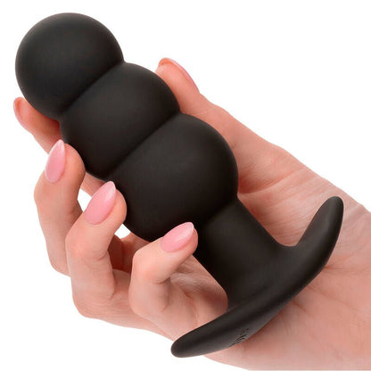 CALEXOTICS - ROCK BOTTOM BEADED ANAL PLUG 10 VIBRATIONS SILICONE BLACK - Kink&Play