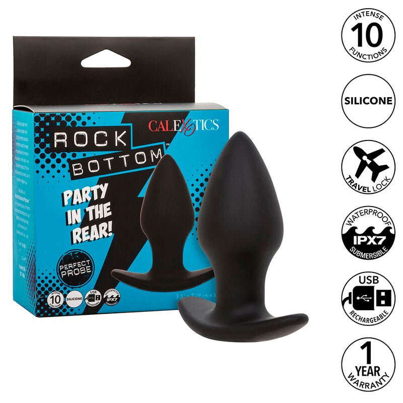 CALEXOTICS - ROCK BOTTOM PERFECT ANAL PLUG 10 VIBRATIONS SILICONE BLACK - Kink&Play