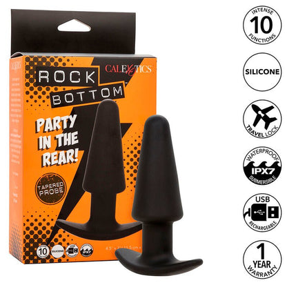 CALEXOTICS - ROCK BOTTOM TAPERED ANAL PLUG 10 VIBRACIONES SILICONE BLACK - Kink&Play