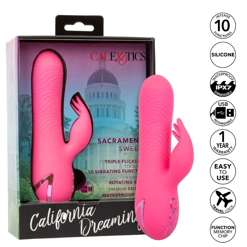 CALEXOTICS - SACRAMENTO SWEETIE VIBRATOR RABBIT PINK BY CALIFORNIA DREAMING - Kink&Play