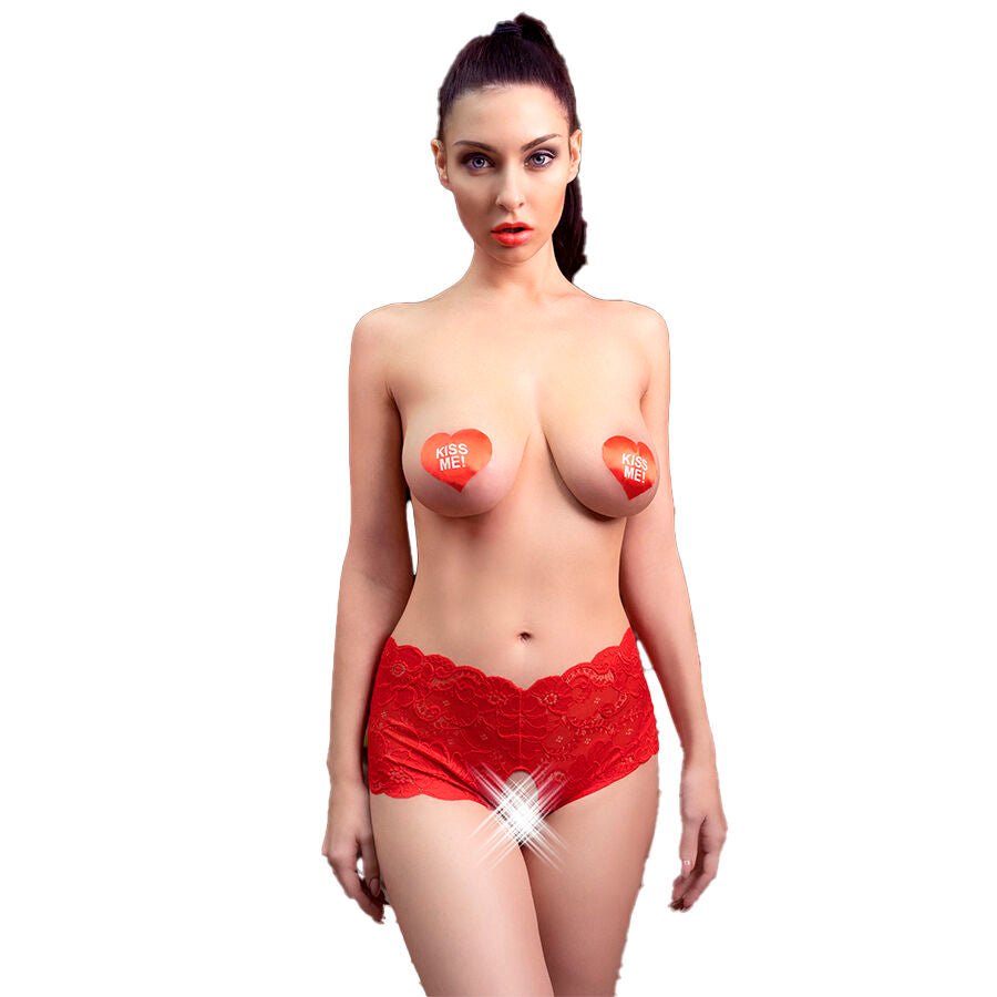 CHILIROSE - CR 4641 PANTIES CROTCHLESS RED L/XL - Kink&Play
