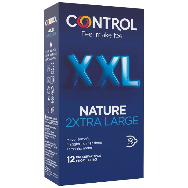 CONTROL - NATURE 2XTRA LARGE XXL CONDOMS - 12 UNITS - Kink&Play