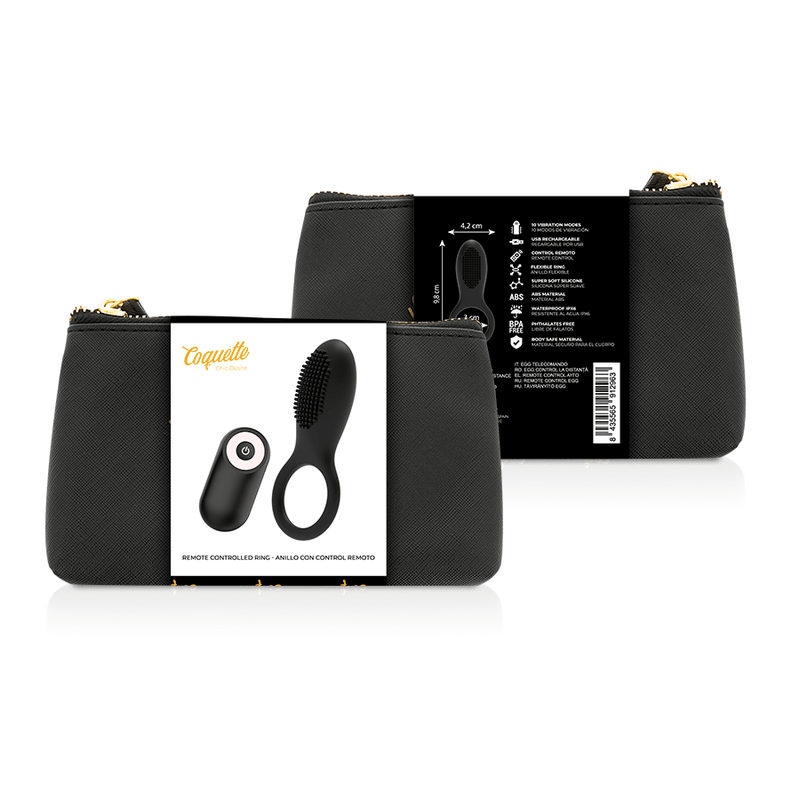 COQUETTE CHIC DESIRE - COCK RING REMOTE CONTROL RECHARGEABLE BLACK/ GOLD - Kink&Play