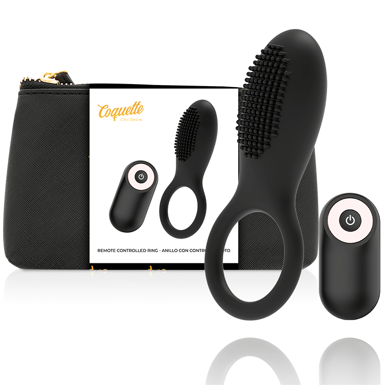 COQUETTE CHIC DESIRE - COCK RING REMOTE CONTROL RECHARGEABLE BLACK/ GOLD - Kink&Play