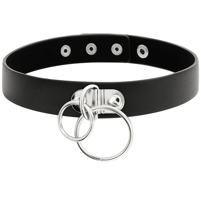 COQUETTE CHIC DESIRE - DOUBLE RING VEGAN LEATHER CHOKER - Kink&Play