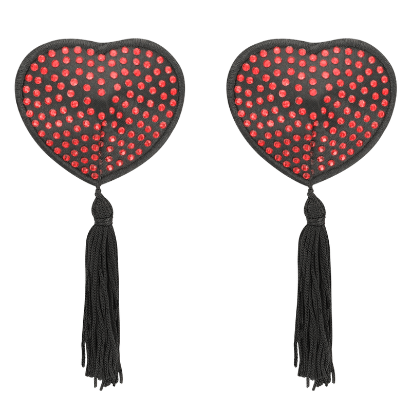 COQUETTE CHIC DESIRE - NIPPLE COVERS HEART BLACK / RED - Kink&Play