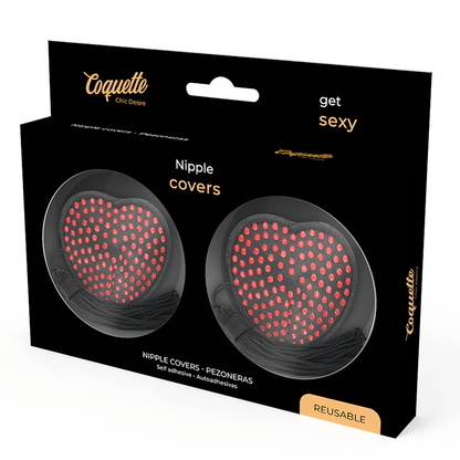 COQUETTE CHIC DESIRE - NIPPLE COVERS HEART BLACK / RED - Kink&Play