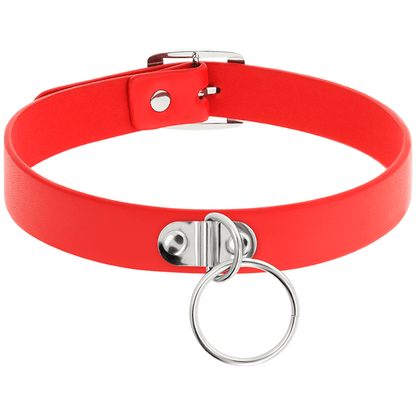 COQUETTE CHIC DESIRE - RED VEGAN LEATHER NECKLACE WOMAN FETISH ACCESSORY - Kink&Play