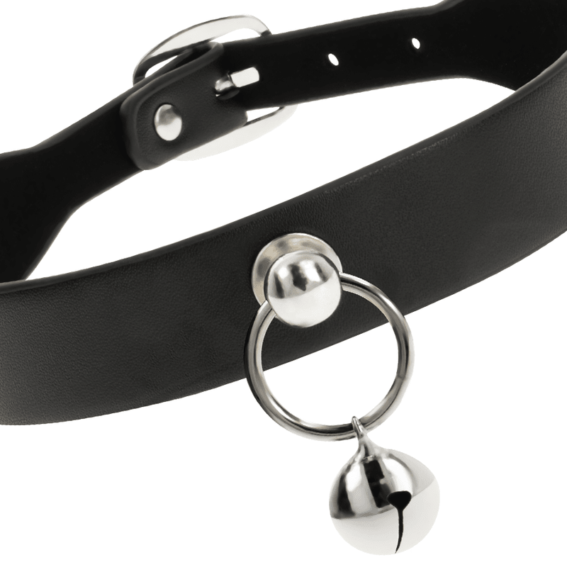 COQUETTE CHIC DESIRE - VEGAN LEATHER NECKLACE WOMAN ACCESSORY RATTLE/HOOP - Kink&Play