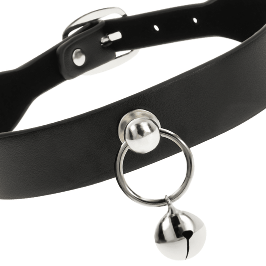 COQUETTE CHIC DESIRE - VEGAN LEATHER NECKLACE WOMAN ACCESSORY RATTLE/HOOP - Kink&Play