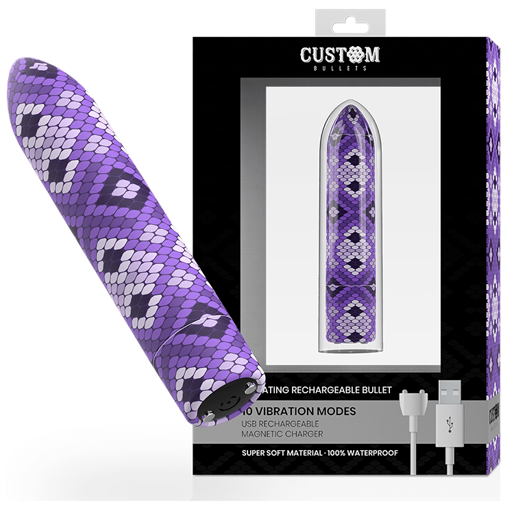 CUSTOM BULLETS - RECHARGEABLE SNAKE PURPLE MAGNETIC BULLET 10 INTENSITIES - Kink&Play