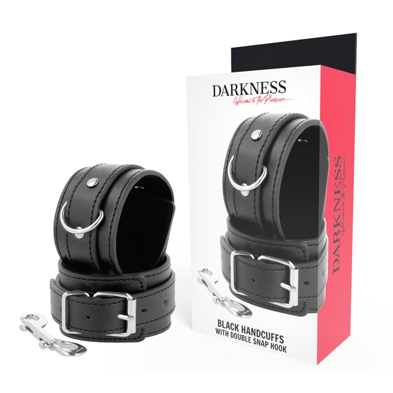 DARKNESS - BLACK ADJUSTABLE HANDCUFFS WITH DOUBLE REINFORCEMENT TAPE - Kink&Play