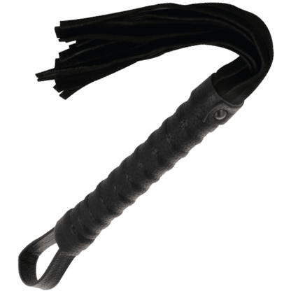 DARKNESS - BLACK BONDAGE WHIP WITH LEATHER HANDLE - Kink&Play