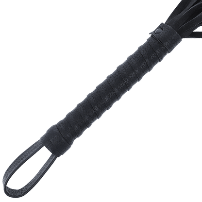 DARKNESS - BLACK BONDAGE WHIP WITH LEATHER HANDLE - Kink&Play