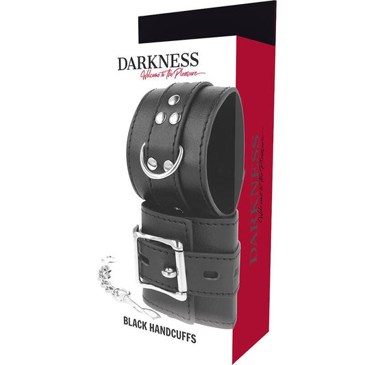 DARKNESS - BLACK LEATHER HANDCUFFS - Kink&Play
