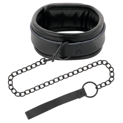 DARKNESS - BLACK LEATHER HANDCUFFS AND COLLAR - Kink&Play