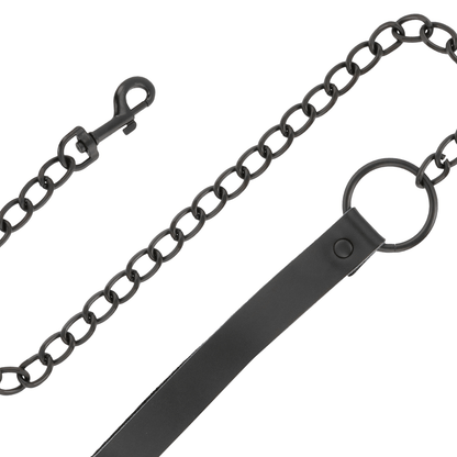 DARKNESS - BLACK LEATHER HANDCUFFS AND COLLAR - Kink&Play
