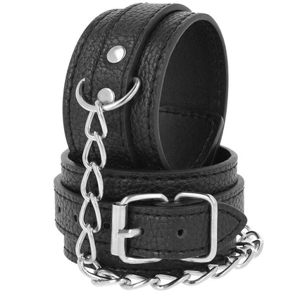 DARKNESS - BLACK TEXTURED LEATHER HANDCUFFS - Kink&Play