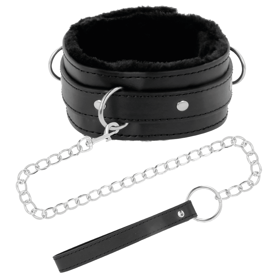 DARKNESS - COMFORTABLE POSTURE NECKLACE WITH LEATHER CHAIN - Kink&Play