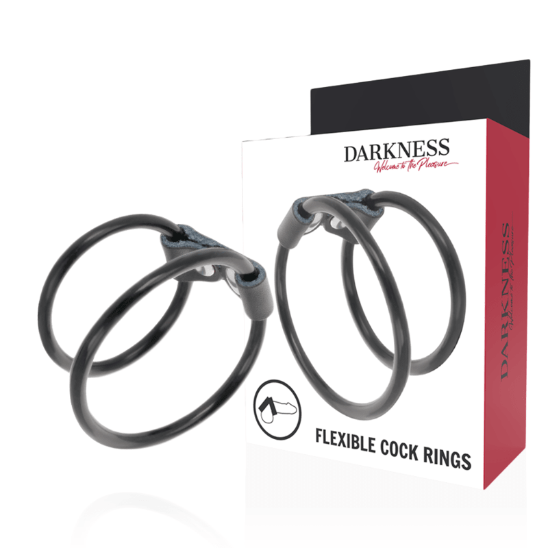 DARKNESS - DOUBLE FLEXIBLE PENIS RING - Kink&Play