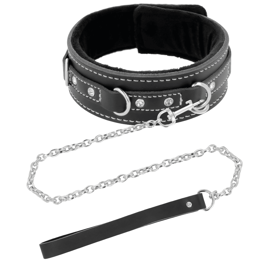 DARKNESS - HIGH QUALITY LEATHER NECKLACE WITH LEASH - Kink&Play