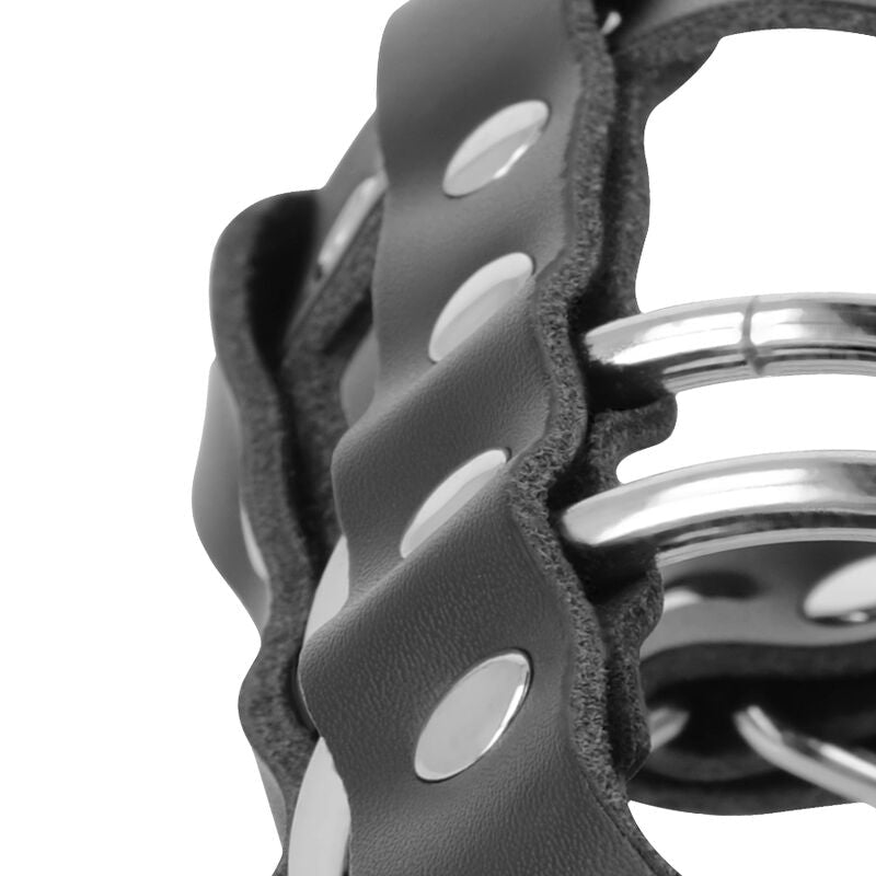 DARKNESS - LEATHER CHASTITY CAGE WITH LOCK - Kink&Play