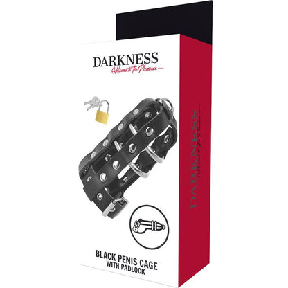 DARKNESS - LEATHER CHASTITY CAGE WITH LOCK - Kink&Play