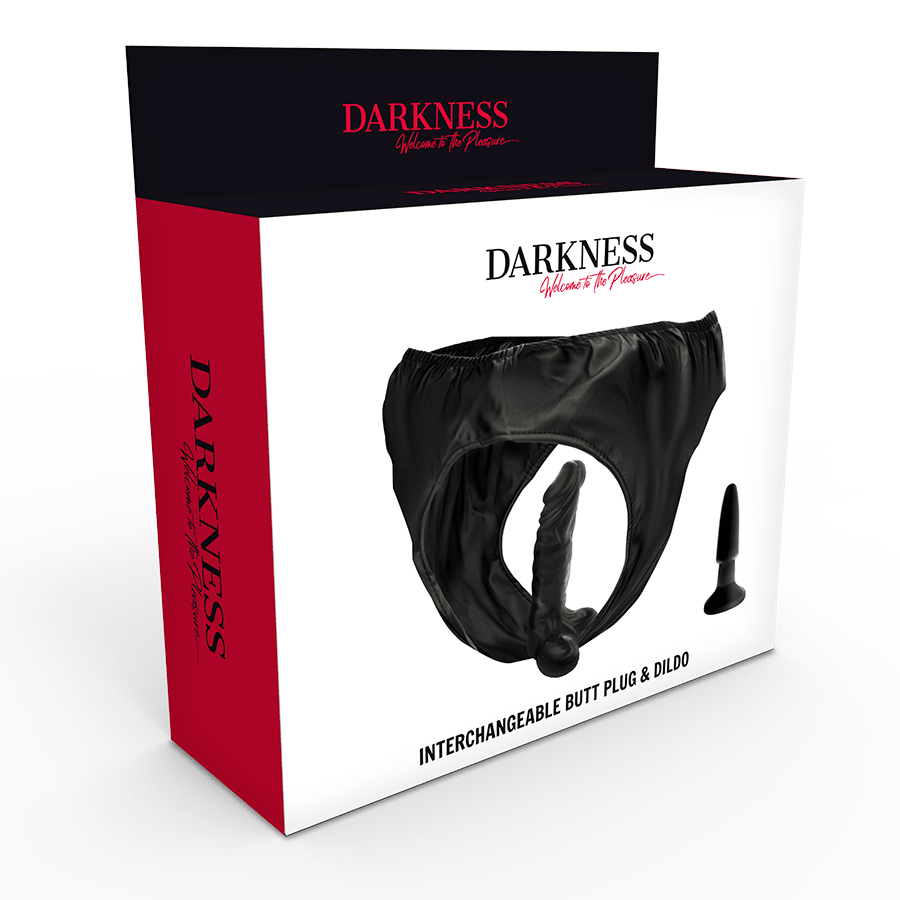 DARKNESS - PANTIES WITH PLUG AND INTERCHANGEABLE DILDO - Kink&Play
