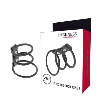 DARKNESS - SET OF 3 FLEXIBLE PENIS RINGS - Kink&Play
