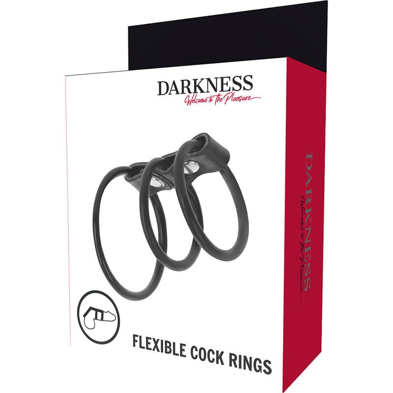 DARKNESS - SET OF 3 FLEXIBLE PENIS RINGS - Kink&Play