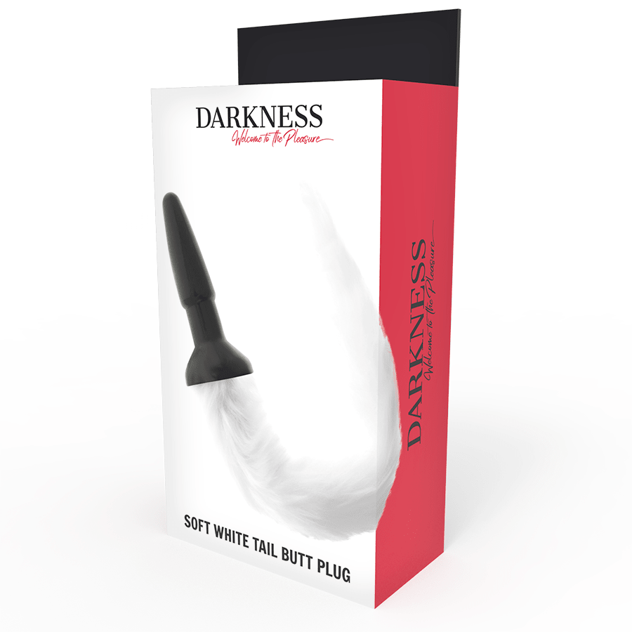 DARKNESS - SILICONE ANAL PLUG WITH WHITE TAIL - Kink&Play