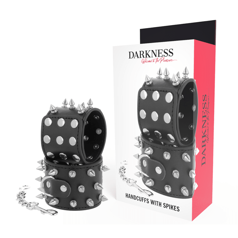 DARKNESS - SKULLS AND BONES BLACK SPIKED HANDCUFFS - Kink&Play