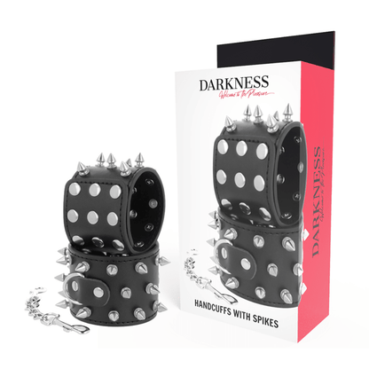 DARKNESS - SKULLS AND BONES BLACK SPIKED HANDCUFFS - Kink&Play