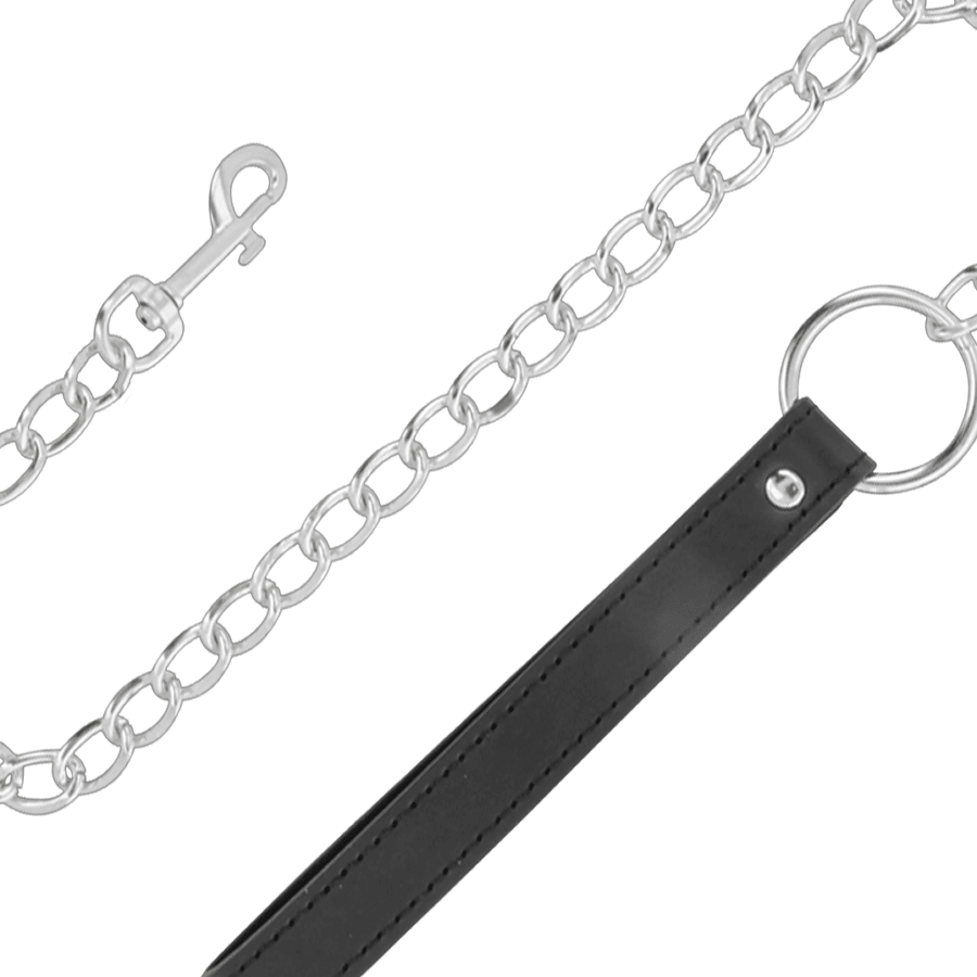 DARKNESS - SOFT LEATHER NECKLACE WITH CHAIN - Kink&Play